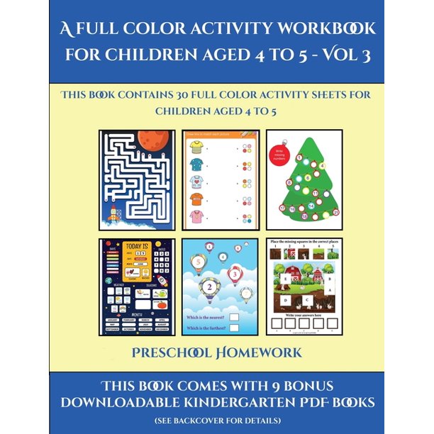 Preschool Homework: Preschool Homework (A full color activity workbook