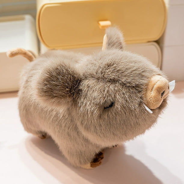 Peluche de jabalí | Figura de peluche realista | Simulación suave y realista | Tejido duradero | Idea de regalo coleccionable | Muñeca Decoración de la Naturaleza | 1 Pieza | Diseño lindo y abrazable
