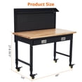 thumbnail image 2 of 2025 New Adjustable Workbench for Garage, 48" x 24" Workbench, 2000 Lbs Capacity, Rubber Wood Workstation w/ 4 Rolling Casters, Heavy Duty Work Table with 2 USB & 4 AC Outlets, 2 of 7