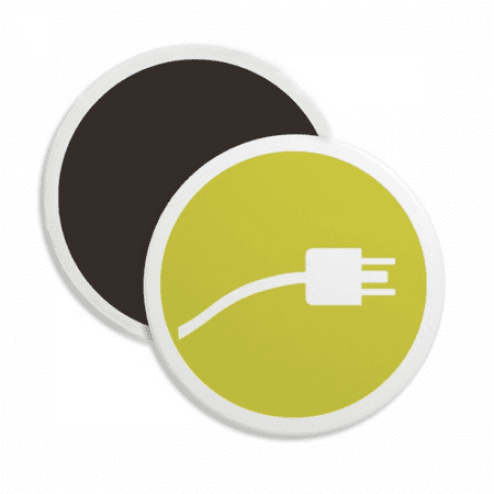 

Yellow Plug Cable Charging Cable Pattern Round Ceracs Fridge Magnet Keepsake Decoration