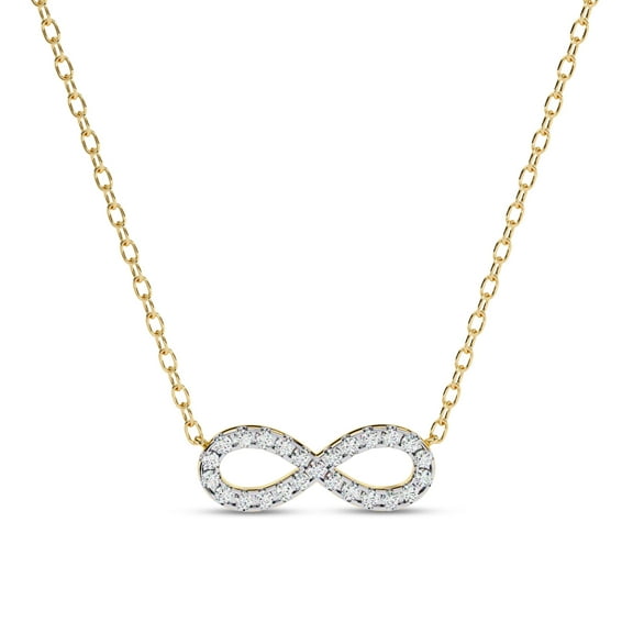 IGI Certified Lab Grown Diamond Infinity Pendant Necklace for Women | 1/3ctw Round Cut Diamond Necklace with 18 Inch Cable Chain 18K Solid Yellow Gold F-G, VS-SI Quality (0.33 Ctw)