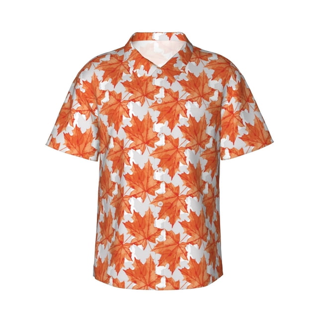 Fotbe Maple Leaves A Camisa Hawaiana para Hombre Unisex – Camisa Casual de Verano con Botones de Manga Corta de Algodón y Lino,XX-Large