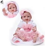 PULLIMORE 22 inch Reborn Baby Dolls Girl Lifelike Smiling And Eyes Open Handmade Newborn Dolls for Toddler Gifts