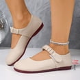 thumbnail image 4 of Low Heeled Round Toe Pleated Ankle Strap Mary Janes Women's Formal Shoes Mary Jane Shoes Women, Ballet Flats Shoes for Women, Buckle Strap Leather Flats, Comfortable Toe Mary Jane Flats, 4 of 9