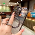 thumbnail image 5 of Compatible with iPhone 14 Pro Max Magnetic Case, Luxury Plating Clear Phone Case, Compatible with MagSafe for Women Girls with Camera Protector Soft TPU Shockproof Back Cover - Black, 5 of 9