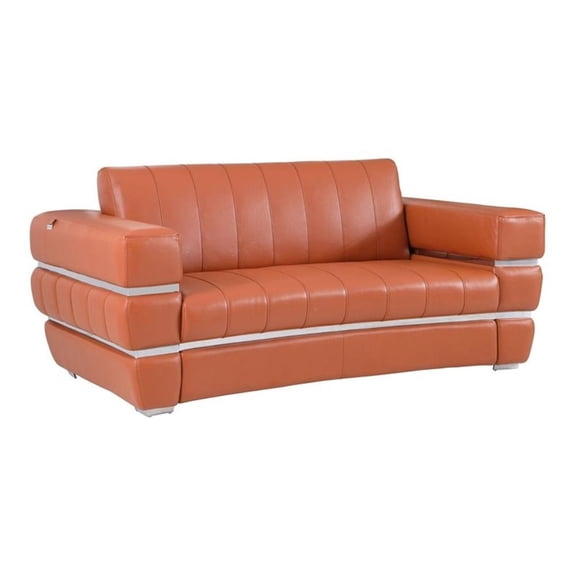 Titan Furnishings 75" Genuine Italian Leather Loveseat in Camel Brown