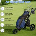 thumbnail image 2 of 3 Wheel Golf Push Cart, Foldable Golf Bag Cart with Ball Loading Aperture, Scorecard Board, Water Bottle Holder, Foot Brake-Black, 2 of 9