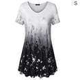 thumbnail image 1 of Camiseta de mujer Blusa informal con estampado degradado Vestido suelto con cuello en V, Negro, S Speravity AP001902-01, 1 of 5