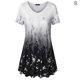 thumbnail image 1 of Camiseta de mujer Blusa informal con estampado degradado Vestido suelto con cuello en V, Negro, S Speravity AP001902-01, 1 of 5