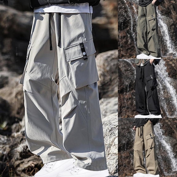Cllios Cargo Pants for Men Big and Tall Outdoor Hiking Trousers Work Pants Lightweight Workout Baggy Cargo Pant with Multi Pockets S-5XL