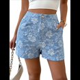 thumbnail image 1 of Shorts Bohemios de Verano con Cintura Alta y Bolsillo para Mujer, de Jacquard Floral Azul L, 1 of 7