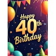 thumbnail image 4 of LUUFILx Golden Birthday Celebration, Happy 40th Birthday Backdrop Banner with Balloons and Stars for Party Supplies Decorations Photography Background Event Party, 4 of 8