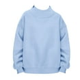 thumbnail image 3 of Girls Long Sleeve Pullover Sweatshirt High Neck Loose Fit Casual Top for Kids Soft Comfortable Cotton Blend, 3 of 4