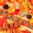 thumbnail image 4 of Fall Wired Edge Ribbon Thanksgiving Autumn 6 Rolls 30 Yard Orange Plaid Pumpkin Craft Ribbon Rustic Wrapping Ribbon for Wreath Floral Bows Craft Decor, 2.5In, 4 of 7