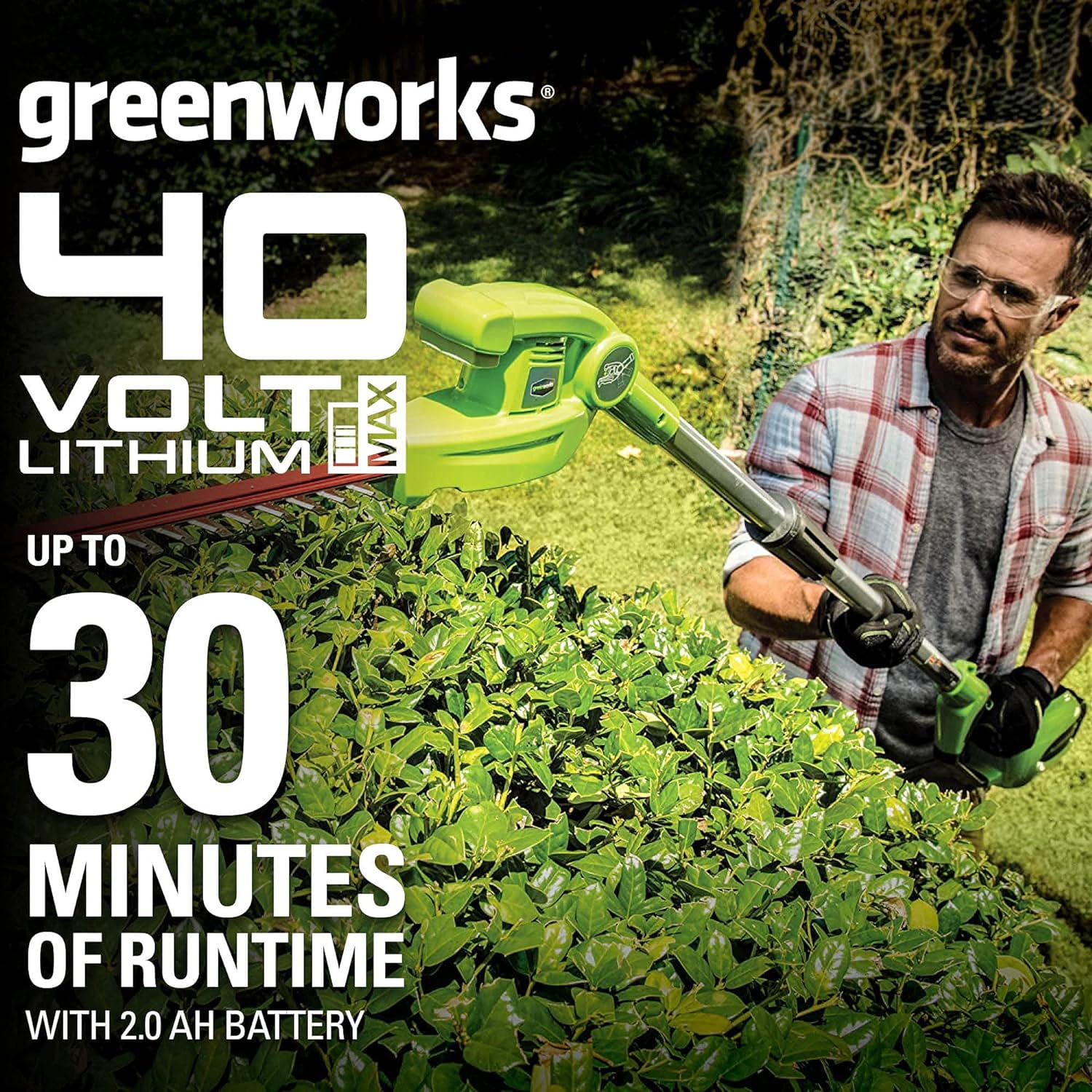 Greenworks 40V 20" Battery Powered Hedge Trimmer + (1) 2.0 Ah Battery & Charger 2300402