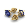 thumbnail image 2 of Clara Pucci 1.5Ct Tanzanite Round Cut VVS1 Screw Back Stud 14k Solid hypoallergenic Gold Designer Earrings For December, 2 of 7