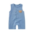 thumbnail image 2 of Ropa de bebé sin mangas corta con bordado de oso de escalada, mono transpirable de gasa que absorbe el sudor, gasa de doble capa, botón oculto, algodón para niños hayi, 2 of 9