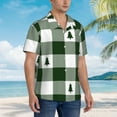 thumbnail image 5 of Bixox Men's Hawaiian Shirts Men's Green White Christmas Tree Lumberjack Plaid Print Short-Sleeve Shirt-Large, 5 of 8