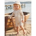 thumbnail image 5 of Baby Boys Swimsuit Seersucker Long Sleeve One Piece Zipper Bathing Suit Rash Guard Swimwear Sunsuit, 5 of 8