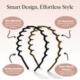 thumbnail image 4 of Non Slip Zig Zag Headbands with Teeth - 2 Pack Matte Black Plastic Headbands for Women & Teens, Effortless Comb Hair Bands for Slicked Back Hairstyles, Thin Skinny Hair Accessories, 4 of 6