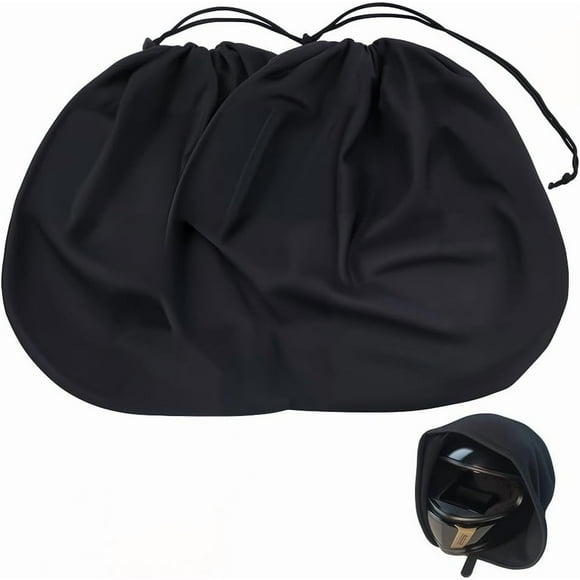 2Pcs Black Helmet Bag Polyester Lightweight Soft Large Capacity Universal Drawstring Helmets Protection Storage Carrying Organizer Bags for Motorcycles Sport Riding Travel Accessories