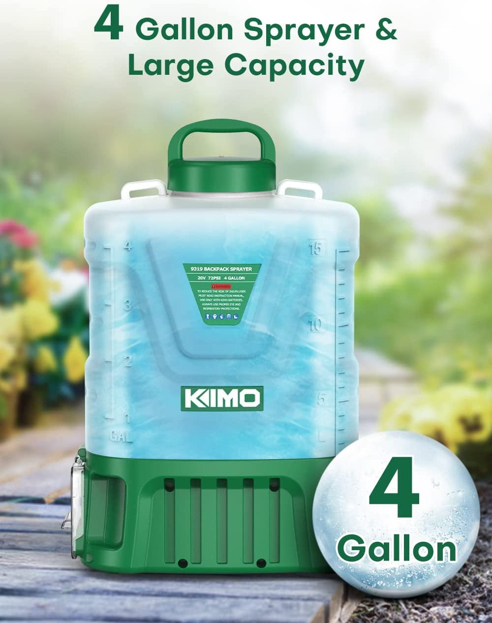 Buy KIMO 4 Gallon Garden Sprayer, 72PSI Backpack Sprayer, 20V 2.0Ah