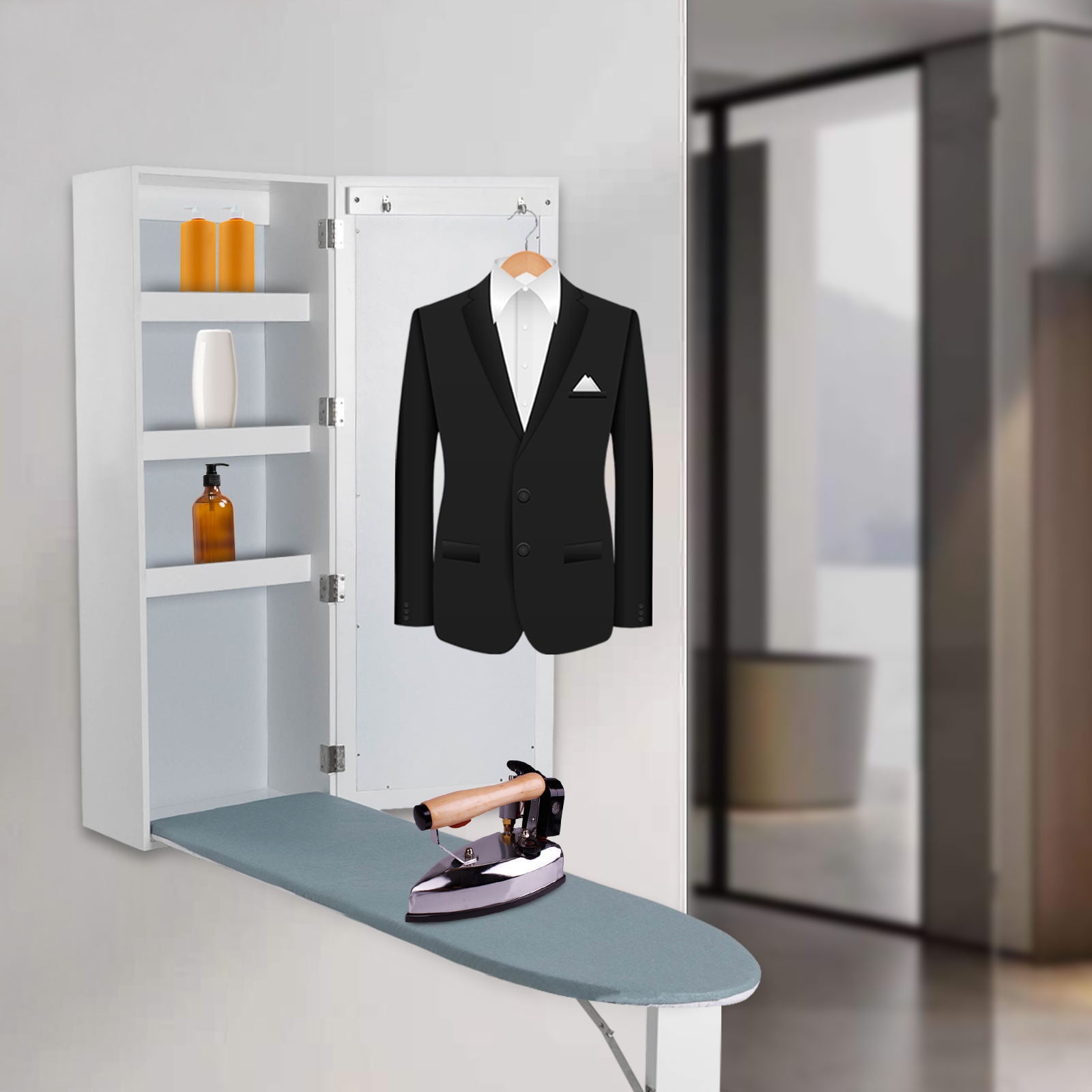 YIYIBYUS Wall Mounted Ironing Board Built in Ironing Board & Folding