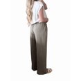 thumbnail image 5 of Women's High Waisted Drawstring Pockets Wide Leg Pants Woman Plaid Trousers for Casual Summer Black & White S, 5 of 10