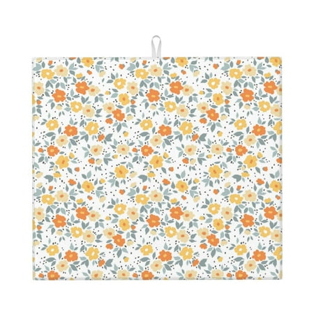 

Naloa Floral1 Dish Drying Mat for Kitchen Counter Heat Resistant Drainer Mats Absorbent Draining Mat Dish Rack Pad 16 x18