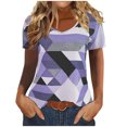 thumbnail image 1 of Blusas para Mujeres Casual, Cuello en V Impreso Manga Corta Camiseta de Verano Top Hecho de Poliéster Cómodo para el Uso Diario, Blusas de Verano de la Mujer, 1 of 6