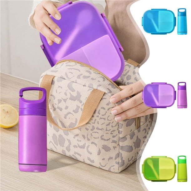 Caja de fiambrera Bento y juego de tazas | Plásticos para Comederos Adultos Impermeables | Caja de preparación de comidas apta para microondas, almacenamiento de alimentos con múltiples