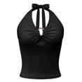 thumbnail image 4 of Endives Women's Halter Tanks Top Sleeveless Cut Out Crop Top Summer Slim Fit Backless Trendy Going Out Top Stretchy Clubwear Tank Tops for Women L, 4 of 5