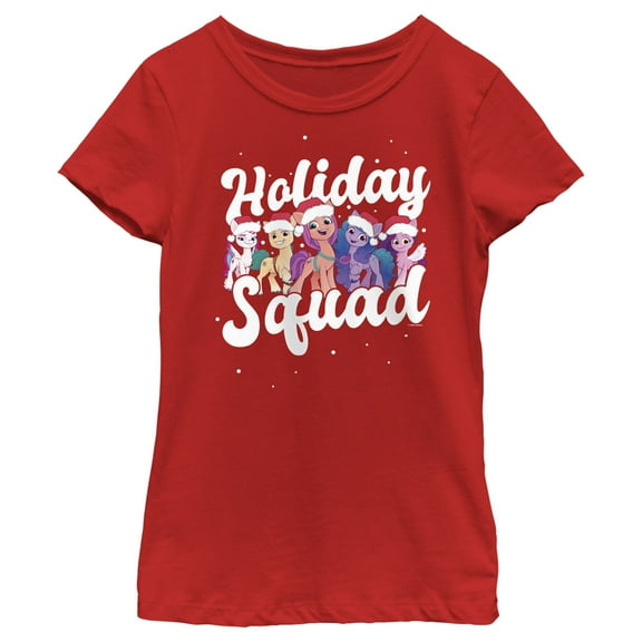 Girl's My Little Pony: A New Generation Holiday Squad Graphic Tee Red Medium
