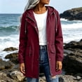 thumbnail image 7 of justHIGH Lined Light Rain Jacket Women Packable Long Raincoat with Hood Drawstring Waisted Waterproof Windbreaker Lightweight Outdoor Trench Coat Wine,S, 7 of 7