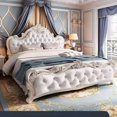 thumbnail image 4 of Luxury Queen Double Bed Modern Whitr King Headboard Frame Double Bed Girl Wood Sleeping Cama Matrimonio Bedroom Furniture My Lux Decor Round, 4 of 9