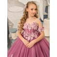 thumbnail image 6 of Drtj Kids Teens Flower Girl Dress Wedding Off-Shoulder Tulle Appliques Elegant Pageant Dresses, 6 of 7