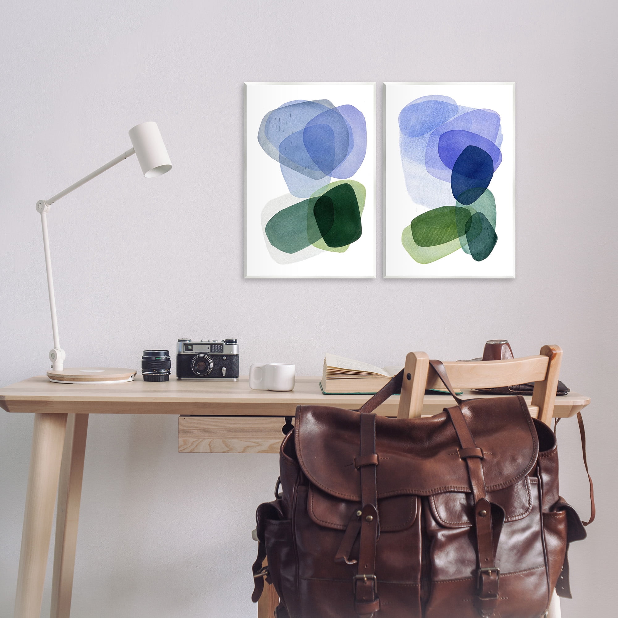 Stupell Industries Minimal Oblong Shapes Abstract Painting Unframed Art Print Wall Art, 13 x 19, Set of 2
