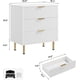 thumbnail image 2 of Fluted 3 - cajón cómoda: estilizado dormitorio nightstand con deep almacenamiento cajones & anchura surface, multi - functional madera organizer sala estar, hallway, y niños' room (blanca), 2 of 9