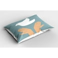 thumbnail image 2 of Ambesonne Hippie Pillow Sham 2 Pack, Peace Dove Flying Hands, 30"x20", Slate Blue White and Tan, 2 of 3