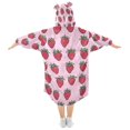 thumbnail image 2 of FORMRS Wearable Blanket Hoodie with Sleeves for Kids Cozy Flannel Sweatshirt, Cartoon Strawberry, 2 of 7