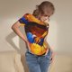 thumbnail image 3 of Balery Colorful Rooster Body de cuello redondo de manga corta para mujer Tops de manga corta Tops básicos-Large, 3 of 7