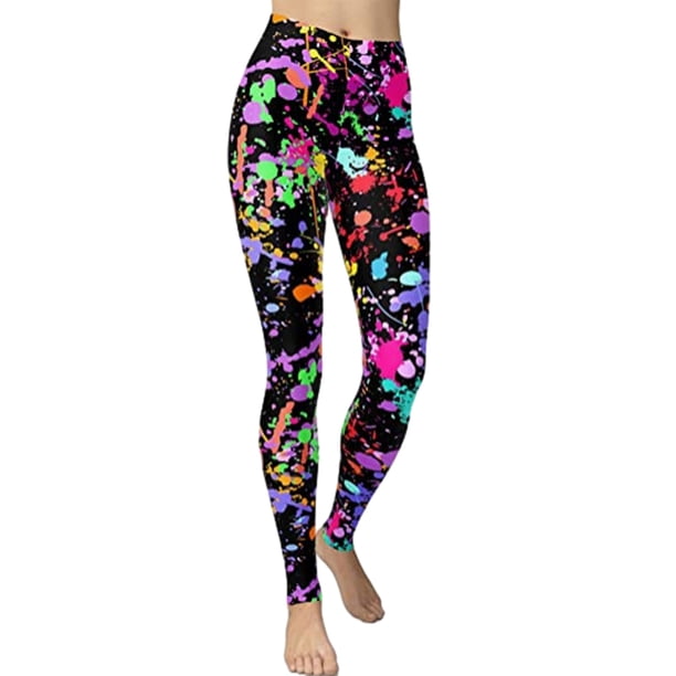 Leggings de mujer de los años 80 con estampado artístico de salpicaduras, pantalones suaves y elásticos, accesorios para leggings de verano para mujer