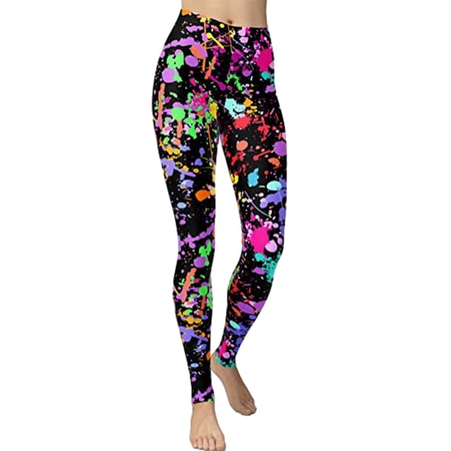 Leggings de mujer de los años 80 con estampado artístico de salpicaduras, pantalones suaves y elásticos, accesorios para leggings de verano para mujer