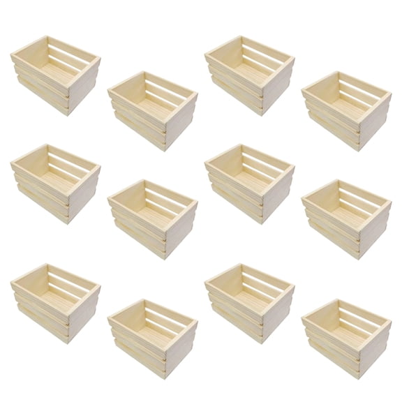 AOOOWER 6/12Pack Pine Wood Storage Basket Wood Storage Box Nesting Crate Boxes For Desk Bathroom Shelf Display Decoration