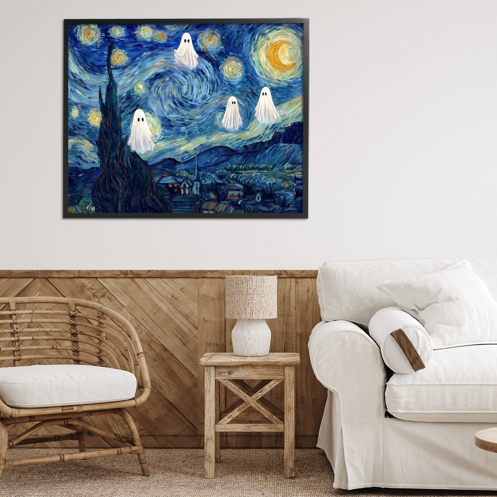 Classic Night Ghosties Black Framed Giclee Art, design by Arlington Prints