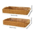 thumbnail image 3 of Juego de cestas de almacenamiento tejidas con caña natural | Bandeja organizadora de sobremesa | Diseño hueco transpirable | Madera robusta y ligera | Paquete de 2 | 11,8 x 7,9 x 2,2 y 13,8 x 9,8 x, 3 of 7