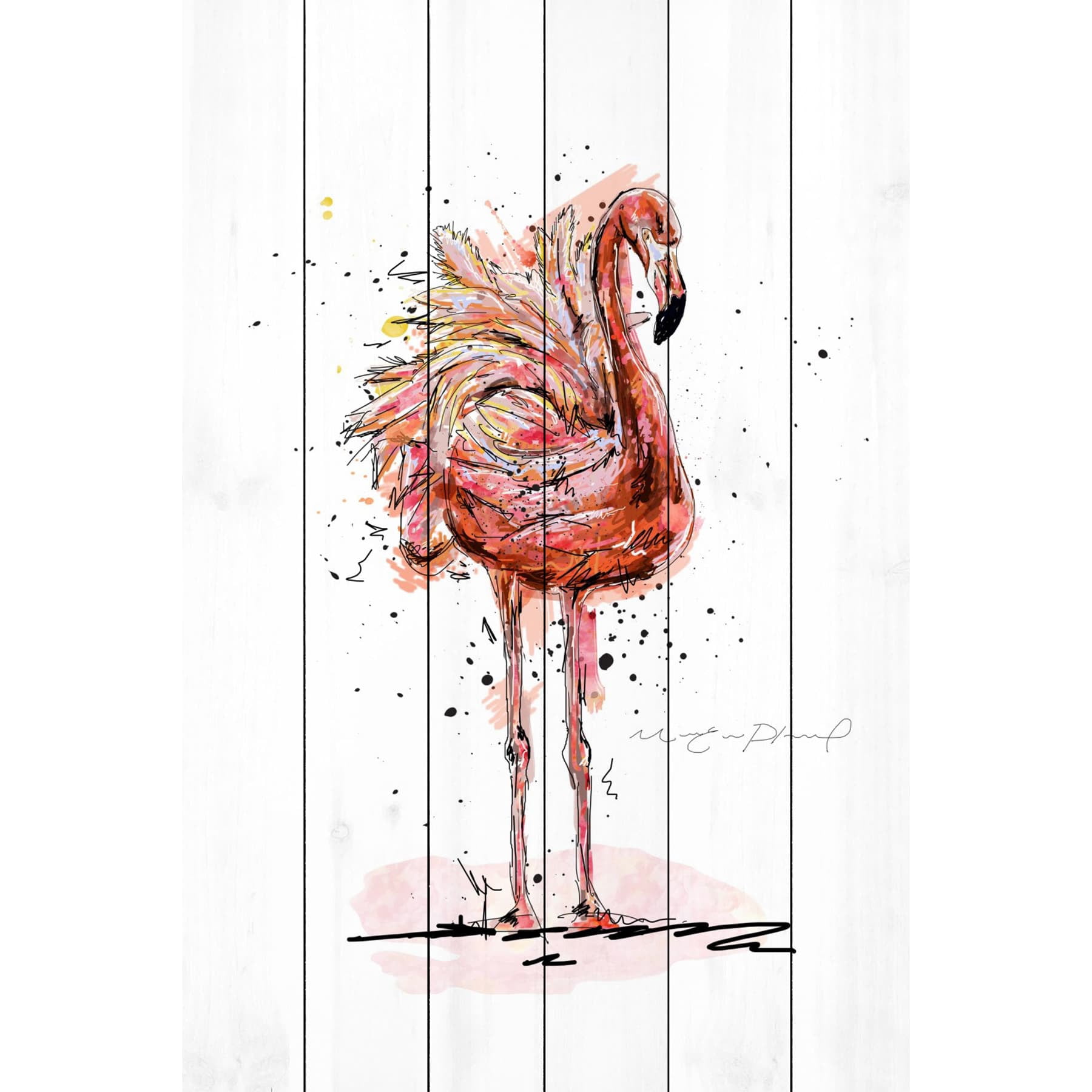 Marmont Hill "Flamand" By Marie-Eve Pharand Painting Art Print On White Wood, 24.0" x 1.5"