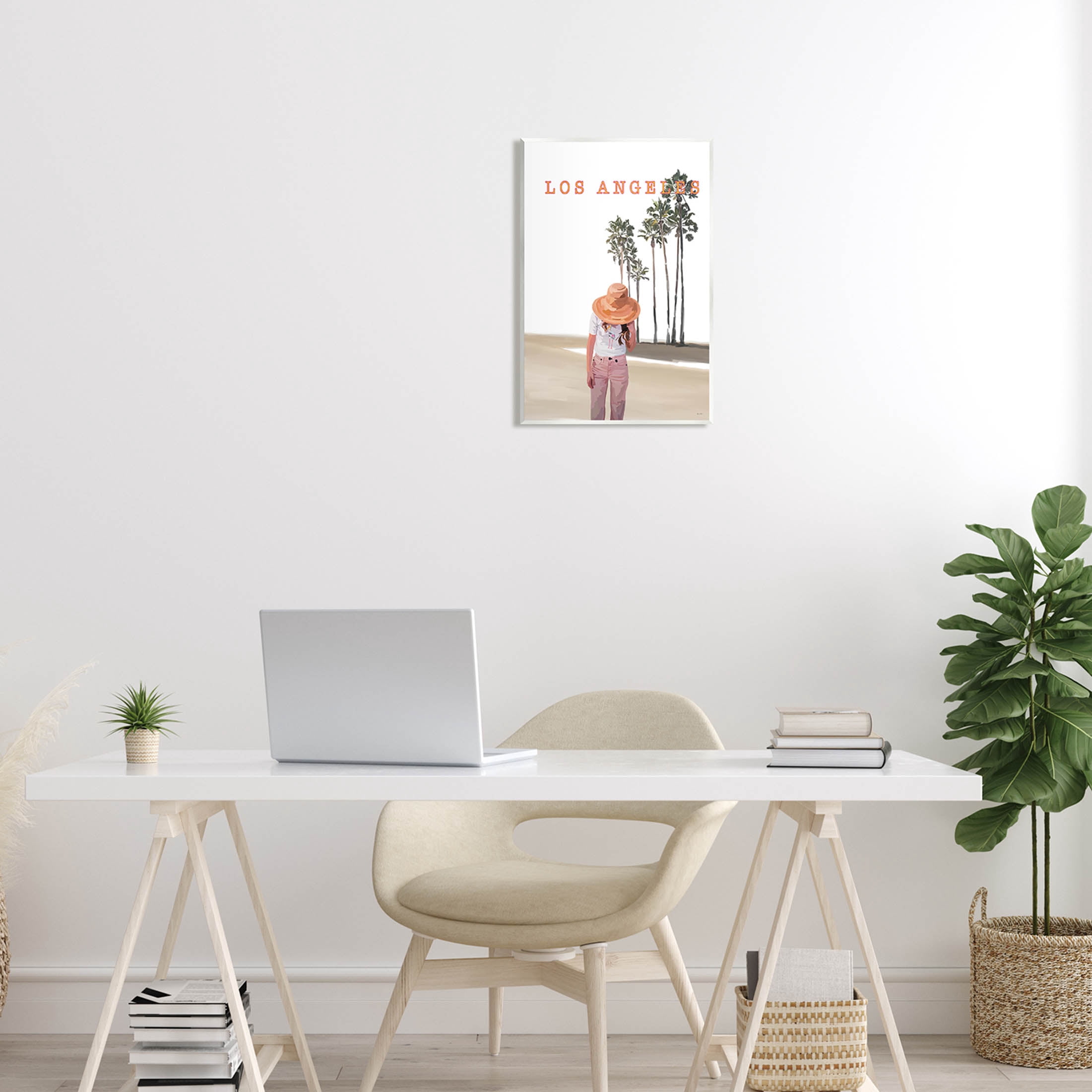 Stupell Industries Trendy Summer Girl Los Angeles Scenery Graphic Art Unframed Art Print Wall Art, Design by Amelia Noyes