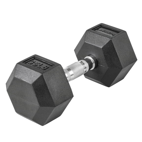 Lifeline Fitness Premium Rubber Hex Dumbbell, Single, 35 lbs