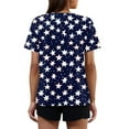 thumbnail image 4 of Iaqnaocc 250 Anniversary Usa Shirt for Women 4th Of July Summer Button Henley V Neck Vintage T Shirt Independence Day American Flag Stars Plus Size Short Sleeve Tee Shirts Navy L, 4 of 4
